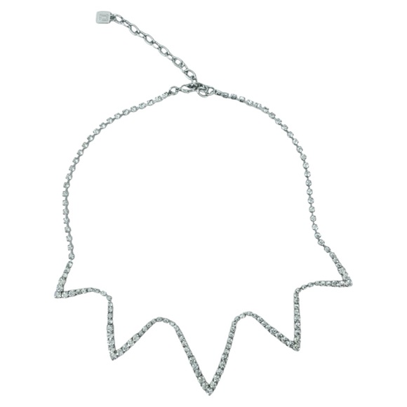 Dannijo Lotus Swarovski Crystal Silver Choker Necklace Adjustable - Picture 3 of 5